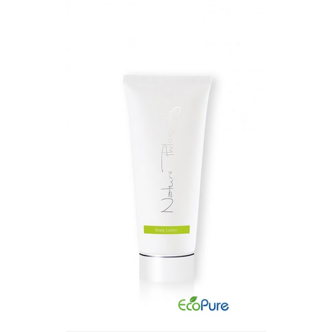 Nature Philosophy body lotion in a sleek white tube 40ml, formulated with green tea, and Eco pure. A premium part of the NATURE PHILOSOPHY hotel toiletries collection, natural and indulgent hotel amenities.