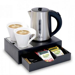 coffee kettle for hotels, compact hotel kettle, elegant hotel amenities, five-star hotel amenities, guest room essentials, hospitality appliances, hotel amenities, hotel appliances, hotel beverage station, hotel kettle set, hotel kettle tray kit, hotel room, hotel room essentials, luxurious hotel kettle set, luxury hotel amenities, luxury hotel room amenities, luxury kettle set for hotels, mini drawer tray for hotels, modern hotel kettle set, practical hotel kettle set, premium hotel kettle set, stylish hotel kettle, tea kettle for hotels, tray with kettle