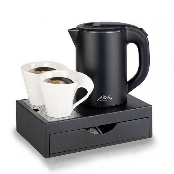 coffee kettle for hotels, compact hotel kettle, elegant hotel amenities, five-star hotel amenities, guest room essentials, hospitality appliances, hotel amenities, hotel appliances, hotel beverage station, hotel kettle set, hotel kettle tray kit, hotel room, hotel room essentials, luxurious hotel kettle set, luxury hotel amenities, luxury hotel room amenities, luxury kettle set for hotels, mini drawer tray for hotels, modern hotel kettle set, practical hotel kettle set, premium hotel kettle set, stylish hotel kettle, tea kettle for hotels, tray with kettle kit