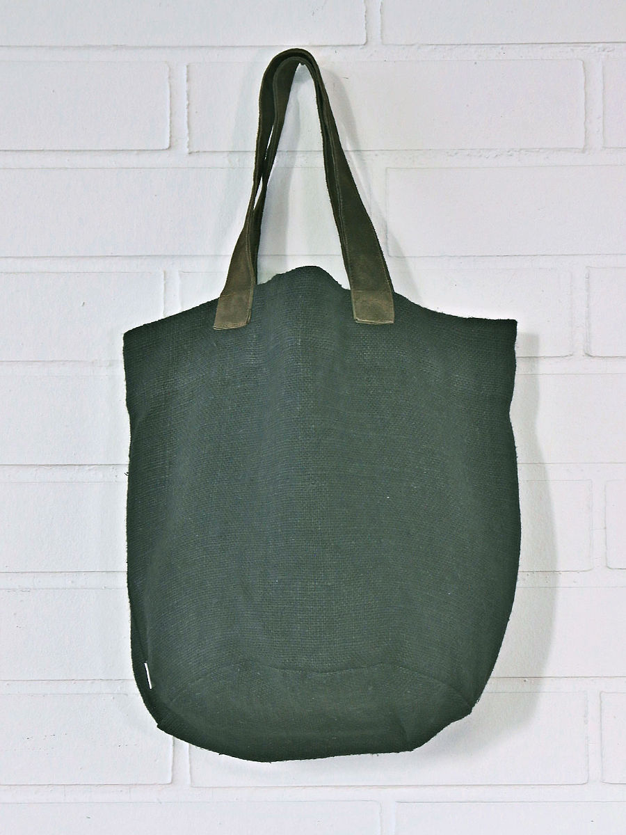 Natural Linen Bag for Spa-Wellness, Beach, Gym, Leather Straps, Dark Grey - EndeavorCzech.cz