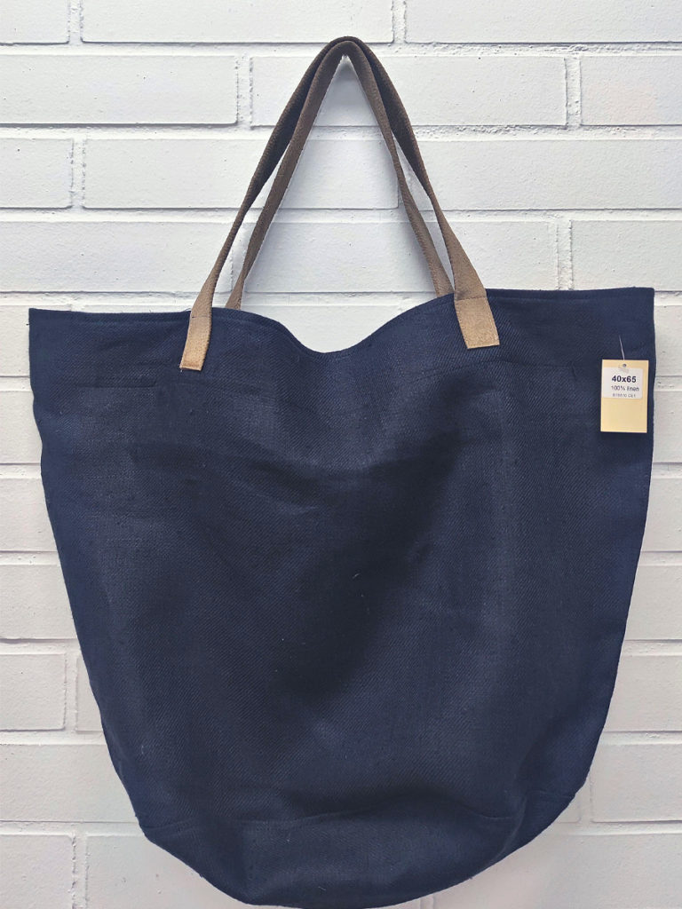 Natural Linen Tote Bag, for Spa, Beach, Large, Black - EndeavorCzech.cz