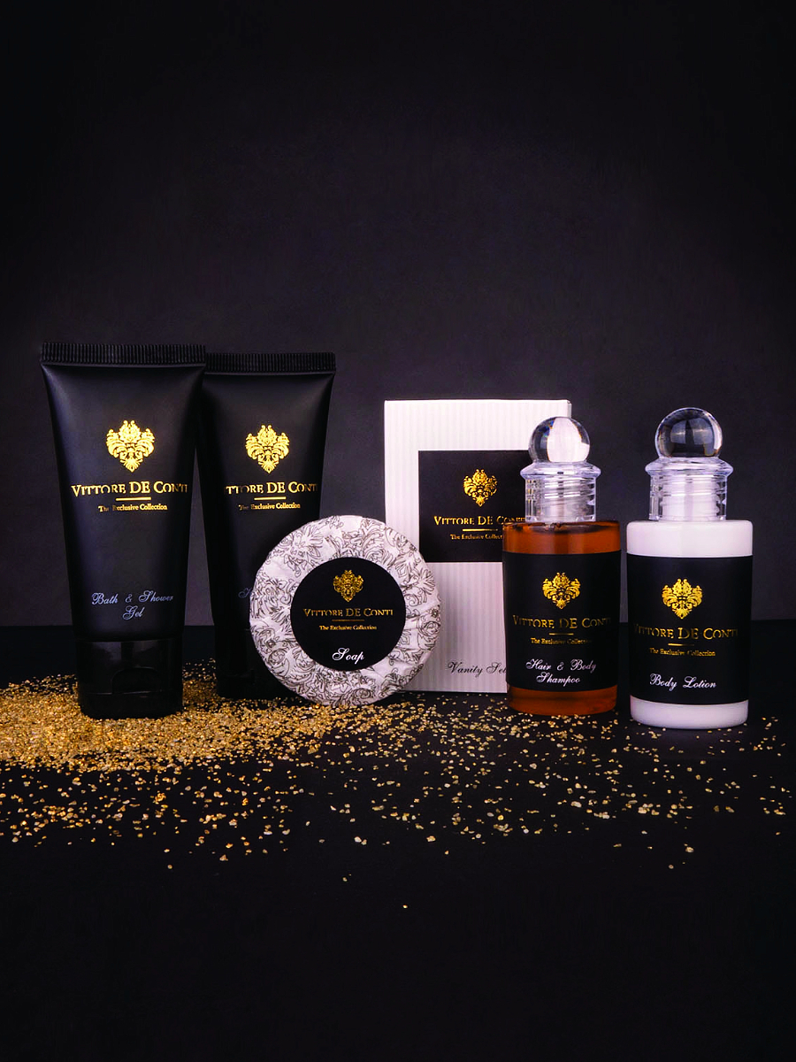 vittore de conti, luxury hotel toiletries collection, hotel shampoo, hotel soap, hotel body lotion, hotel hair conditioner, luxury hotel cosmetics, hotel amenities, hotel supplies