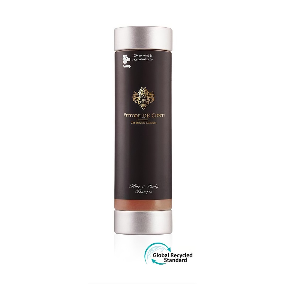 Vittore De Conti shampoo in a 300 ml Easy Press bottle. A luxury hotel toiletry that complements the full range of guest toiletries and exclusive hotel amenities.